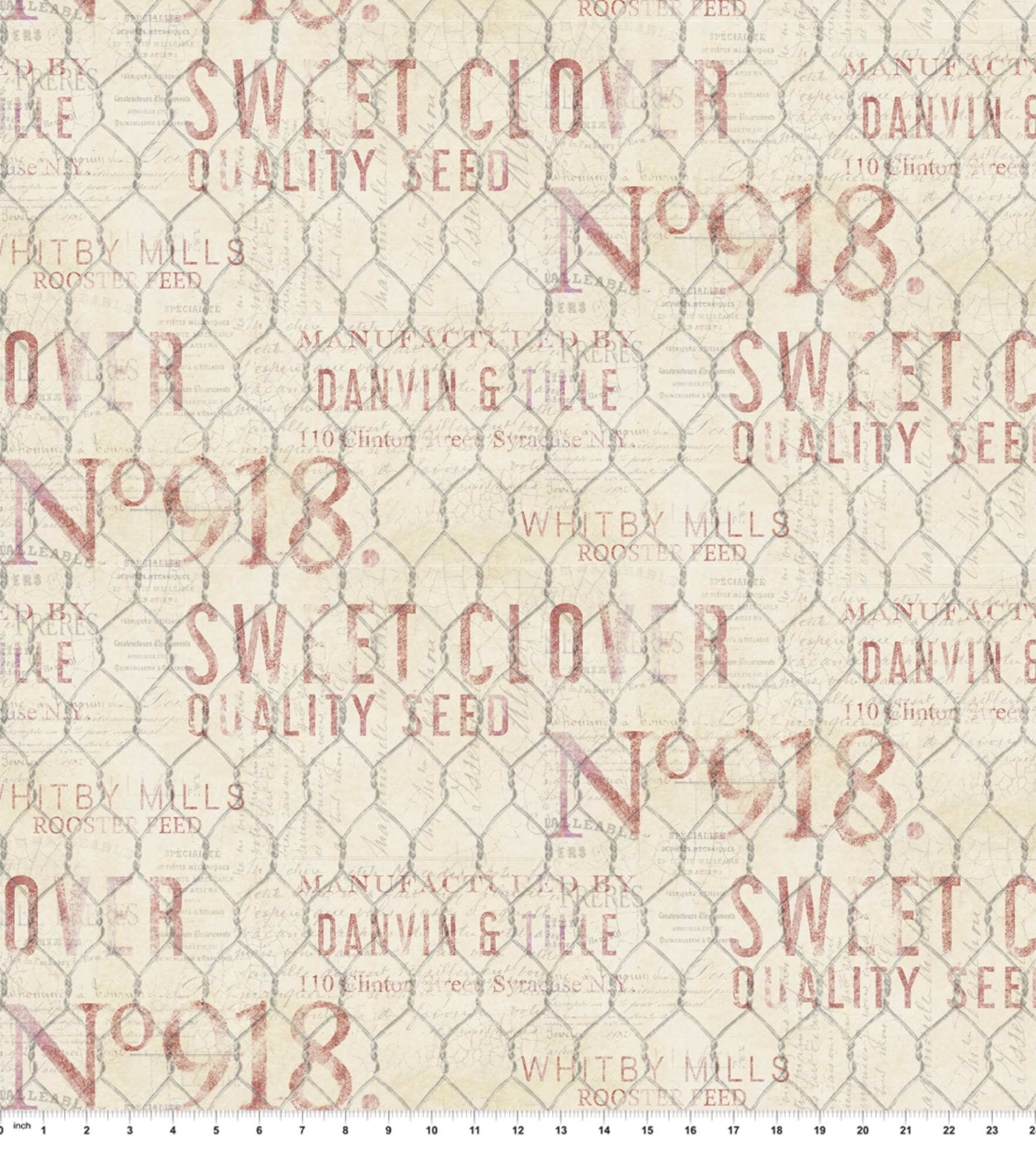 Susan Winget Farmhouse Rooster Chicken Wire Cotton Fabric